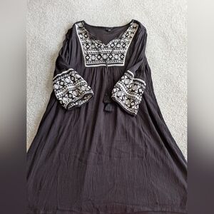 a.n.a Black and White Boho Long Sleeve Dress